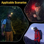 BORUIT LED Rechargeable Headlamp with Red Light,Super Bright Motion Sensor Head Lamp with 8 Modes,IPX4 Waterproof Headlamps Headlight for Outdoor Camping Hiking Fishing Hunting Running