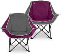 Northroad 2 Pack Oversized Camping Chair,Outdoor Padded Folding Lawn Chair w/Cup Holder,Carry Bag for Beach, Hiking, and Picnics,Heavy-Duty 300-lbs Capacity, Grey&Purple