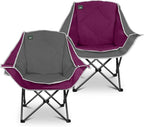 Northroad 2 Pack Oversized Camping Chair,Outdoor Padded Folding Lawn Chair w/Cup Holder,Carry Bag for Beach, Hiking, and Picnics,Heavy-Duty 300-lbs Capacity, Grey&Purple