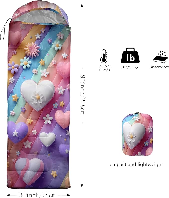 QOOMO Camping Sleeping Bags,3 Season Warm & Cool Weather,Lightweight,Waterproof Sleeping Bags for Adults & Kids,Traveling,and Outdoors,Camping Gear Equipment
