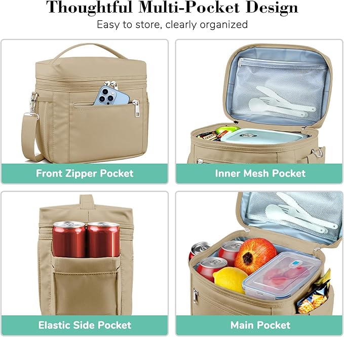 DALINDA Lunch Bag Cooler Bag Lunch Box for Women Men, Insulated Leak Proof LunchBox Lightweight for Picnic,Grocery,Beach,Camping,Travel,Work