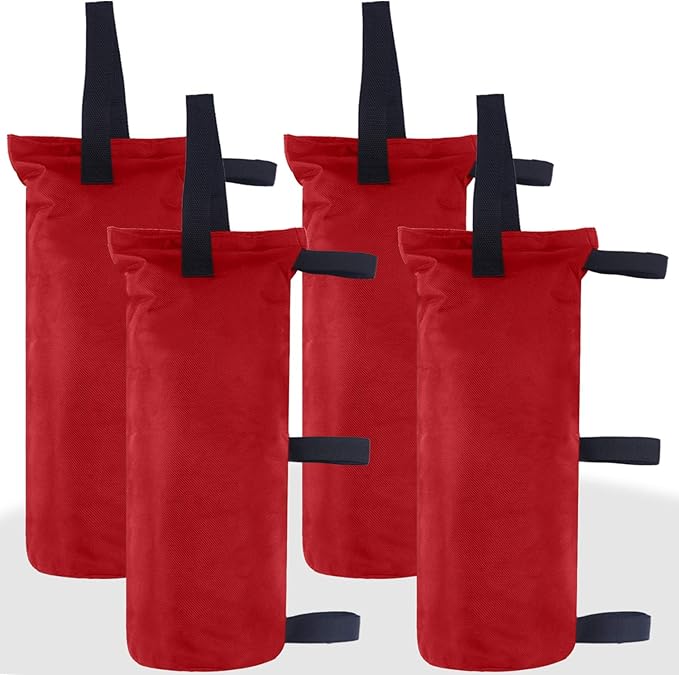 ABCCANOPY Canopy Weights Set of 4-120LBS Sand Bags for Pop up Tent, Weight Bags for Outdoor Gazebo, Trampoline, Pergola, Red (Without Sand)