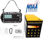 Raynic Solar Radio, 12000mAh/44400mWh Battery Operated Weather Radio, Hand Crank Emergency Radio with AM/FM/SW/NOAA Alert, Cell Phone Charger, Type-C Charging, Flashlight and SOS Siren
