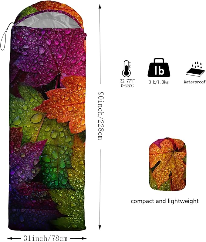 QOOMO Camping Sleeping Bags,3 Season Warm & Cool Weather,Lightweight,Waterproof Sleeping Bags for Adults & Kids,Traveling,and Outdoors,Camping Gear Equipment