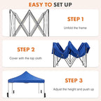 OLIXIS 10x10 Ft Waterproof Pop Up Canopy Tent, Portable Outdoor Shade Shelter with Sand Bags, Ideal for Beach, Backyard Parties & Events, Classic Blue