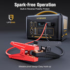VTOMAN Jump 1500X Portable Power Station with Jumper Cables, 828Wh LiFePO4 Battery Solar Generator & Car Jump Starter, 1500W AC Outlet, 100W PD Type-C&Regulated DC for Home Backup Roadside Emergencies