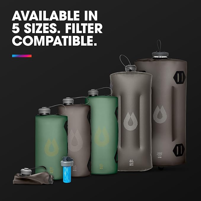 HydraPak Seeker - Collapsible Camping Water Storage (3L) - BPA & PVC Free, Hydration Reservoir Bag, Leak Proof - Sage Green