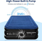 Queen Air Mattress with Built in Pump, 18" Raised Comfort, Multi-Layer Leakproof, Heavy-Duty Support Blow Up Mattress, 800lbs High Capacity, 3 Min Inflation for Home Camping Guests