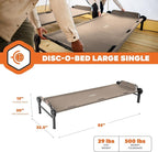 Disc-O-Bed Large Outdoor Modular 1 Person Single Camping Cot Portable Bed for Adults, Sleep Solution for Tents, Tan