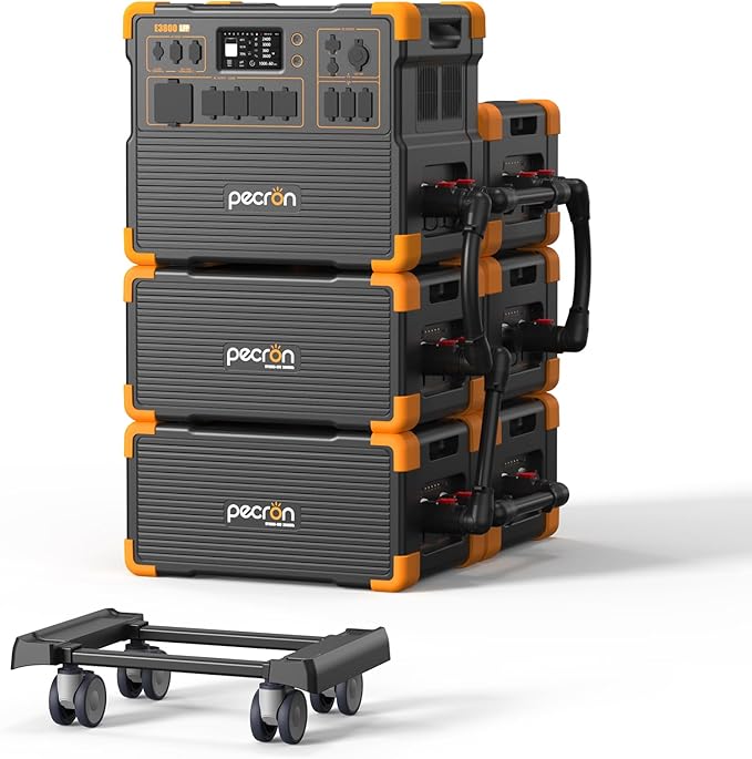 PECRON 23.04kWh Portable Power Station, E3800 LFP with 5 Extra Batteries, 4200W Solar Generator, LiFePO4 Battery Backup Power Station, Fast Charging for Home Emergency, Camping, RV & Off-Grid Living