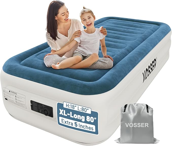 Twin Air Mattress with Built-in Pump,Fast & Easy Inflation/Deflation Inflatable Mattress, Foldable Blow Up Mattress with Storage Bag, Inflatable Bed for Home, Camping & Guests