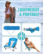 KingCamp Low Beach Chairs, Folding Portable Chair for Adults Lightweight Extra Wide Seat 300lbs Heavy Duty Oversized Backpack, Carry Bag for Camping