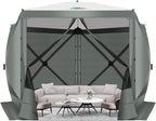 COBIZI Pop Up Gazebo Screen Tent Screen House for Camping, 10x10 Screen Room with Mosquito Netting, Hub Tent Instant Screened Canopy with Carrying Bag and Ground Stakes, Gray
