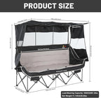 Nice C Heated 3 Person Camping Chair with Canopy, Heated Double Camping Chairs with Battery, Portable Oversized Padded Sports Umbrella Chair with Shade, Cup Holder, Cooler Bag, for Lawn Outdoors
