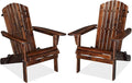 VINGLI Folding Adirondack Chairs Set of 2, Wood Adirondack Chair for Outdoor, Foldable Fire Pit Chairs for Patio, BBQ, Porch, Yard, Pool, Carbonized