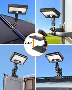 Clip on Solar RV Lights Exterior, 600LM RV Outdoor Lights with Motion Sensor, USB & Solar Dual Charging, 3000/5000/6000K Remote Control RV Porch Light for Camper, Motorhome, Trailer, Camping (1 Pack)
