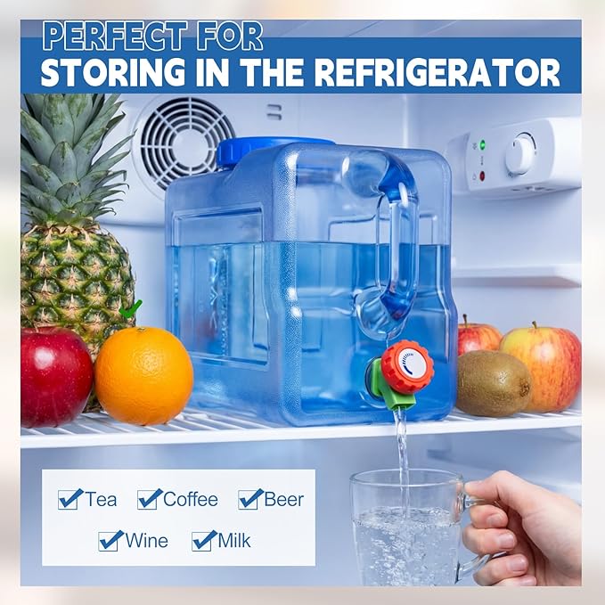 2 Pack 1.7 Gallon Water Container with Spigot Portable Water Tank for Camping No Leakage Watering Dispenser Jug with Tap for Road Trips Outdoor Hiking Emergency Storage Vehicle Picnic Home