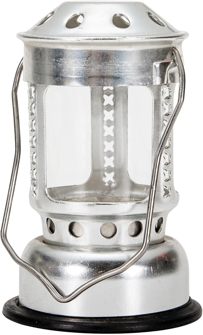 Portable Candle Lantern, Night Fishing Hanging Outdoor Camping Aluminium Alloy Candle Lamp, Metal Decorative Candle Lanterns, Vintage Hanging Lantern (Silver)