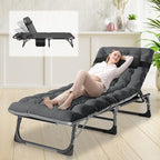 NAIZEA Folding Camping Cots,Adjustable 4-Gear Sleeping Cots for Adults,Foldable Cot Bed, Folding Chaise Lounge Chair,Portable Reclining Chair for Beach Lawn Camping Pool,Sunbathing Chairs