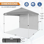 EAGLE PEAK Commercial Canopy 10x10 Pop Up Canopy Tent with 1 Sidewall, Easy Setup Heavy Duty Instant Event Shelter for Vendors & Markets, Outdoor Sun Shade, Light Gray
