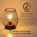 DECORKEY Set of 2 Rechargeable Lamp LED Table Lantern, Brown Metal Cage Cordless Lamps with LED Bulb，Vintage Decorative Outdoor Lantern for Weddings, Parties, Patio, Events for Indoors Shelf Decor