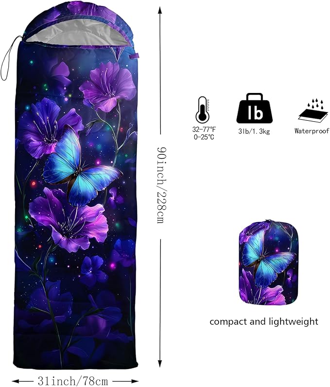 QOOMO Camping Sleeping Bags,3 Season Warm & Cool Weather,Lightweight,Waterproof Sleeping Bags for Adults & Kids,Traveling,and Outdoors,Camping Gear Equipment