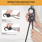 Ayaport Rope Tie Down Ratchet with Carabiner Clip 1/4" x 12' Rope Cord Tightener Heavy Duty Construction Kayak tie Downs for Tent, Tarp, Camping