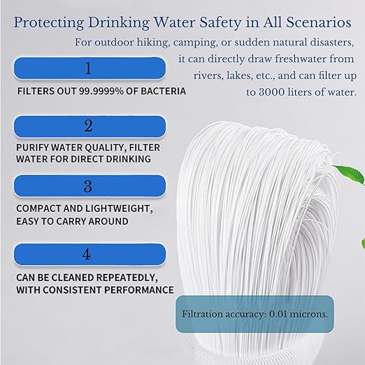 1 Pack Survival Water Filter Straw for Hiking & Camping, 2025 Personal Portable Water Purifier, 3000L Long Life, Includes Bottle & Hydration Bladder Adapters (1, Black, 3x3x19.3cm)