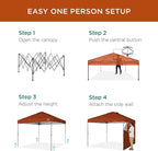 Best Choice Products 10x10ft Pop Up Canopy Tent with Sidewall, 1 Person 1 Minute Set Up, Carry Case, 4 Weight Bags - Rust