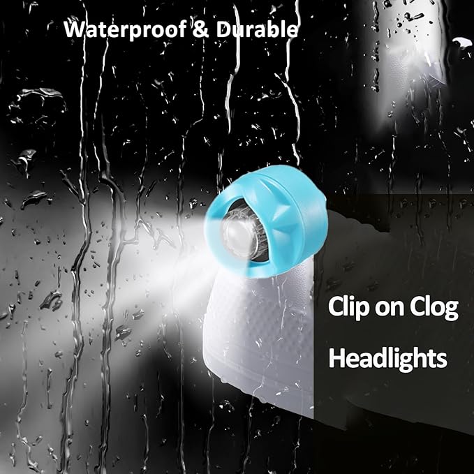 RAHAN Rechargeable Headlights Compatible with Croc, 2pcs Flashlight Clog Charm Attachment Accessories for Shoe, Hands-Free Night Light, Novelty Shoe Lights for Camping, Blue
