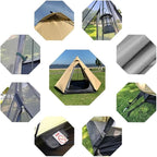 Compatible for Ultralight Pyramid 4 Person Camping Tent - Double Layer Outdoor Hiking Teepee, Large Space Family Tourist Backpacking Tipi