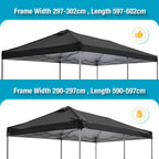 10x20 Canopy Replacement Top Cover with Air Vents for ez up Pop up Canopy Gazebo Tent, with Adjustable Strap, Waterproof & Anti-UV for Outdoor Shade (Frame Not Included) (Black)