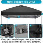 10x10 Canopy Replacement Top Cover with Air Vents for ez up Pop up Canopy Gazebo Tent, with Adjustable Strap, Waterproof & Anti-UV for Outdoor Shade (Frame Not Included) (Black)