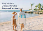 SUNFLOW The Tall Sand Dune Premium Beach Chair, Portable, Rust-Resistant, Adjustable Reclining Lounger with UPF 50+ Sun Shade and Drink Holder for The Ultimate in Comfort - Sky Blue