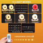 Solar Camping String Lights, Retractable Waterproof 33FT LED Camp Light with 13 Light Modes, Rechargeable 3000mAh Battery Powered Fairy Lights with Remote for Outdoor, Tent, RV, Patio, Awning, Party