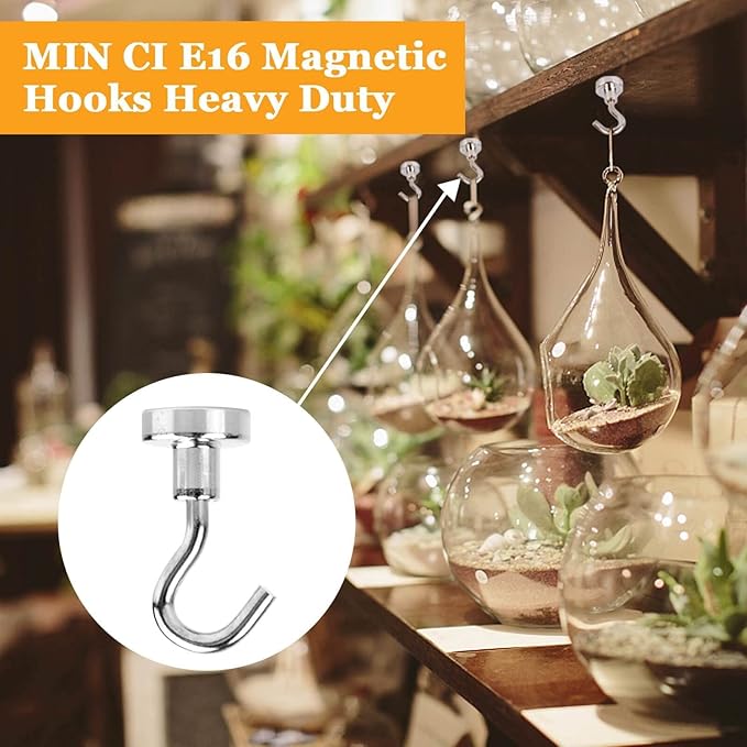 20Pack Magnetic Hooks, 35lb+ Strong Magnetic Hooks Heavy Duty Rare Earth Neodymium Magnets with Hooks for Hanging, Heavy Duty Hooks Magnetic for Cruise Cabins Camping Kitchen Fridge Classroom Office