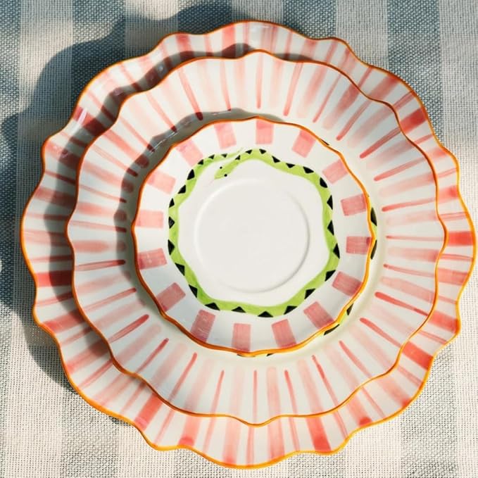 Camping Plates Hand-painted Contrasting Color Ceramic Dinner Plate, Home Dining, Tableware, New Year Gift Decorative Plate