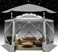 COBIZI Pop Up Gazebo Screen Tent Screen House for Camping, 12x12 Screen Room with Mosquito Netting, Hub Tent Instant Screened Canopy with Carrying Bag and Ground Stakes, Gray