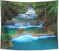 Forest Waterfall Tapestry Wall Hanging Sandy Beach Picnic Rug Camping Tent Sleeping Pad Home Decor Bedspread Sheet Wall Cloth (80x68inch,9)