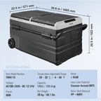 VEVOR Car Refrigerator, 12 Volt Car Refrigerator Fridge, 121.4QT Dual Zone Portable Freezer with Wheels and Handle, -4℉-68℉, 12/24V DC and 100-240V AC Compressor Cooler for Outdoor, Camping