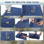 Camping Sleeping Pad with Pillow: Extra Thick 4.7 Inch Ultra-Light Self Inflating Airpad, Most Comfortable Inflatable Sleep Mattress with Foot Pump for Backpacking, Camp, Hiking, Tent (Navy Blue)