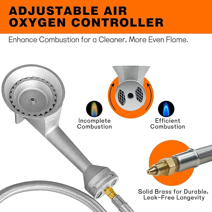 Veralune Taper High Pressure Cast-Iron Propane Burner Head, with 20 PSIG Adjustable Regulator, Taper Burner Head for Turkey Fryer Burners, Outdoor Cooking, Camping