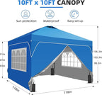 GDY 10x10FT Pop Up Canopy Tent with One Push Setup, Easy to Install with 4-Sidewalls for Events, Parties, Camping, Outdoor Gazebo with 4-Sandbags, Navy Blue.