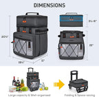 TOURIT 75 Can Insulated Rolling Cooler, Detachable Double Deck Beach Cooler with Wheels, Collapsible Soft Sided Cooler Bag for Beach, Camping, Picnic, Travel, Shopping