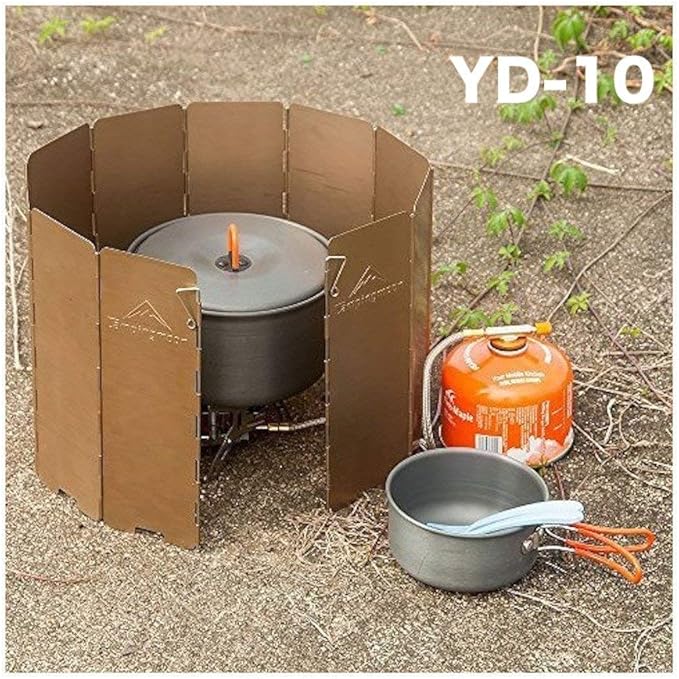 camping moon CAMPINGMOON 10 Plates Foldable Windscreen Folding Camp Stove Windshield with Storage Box