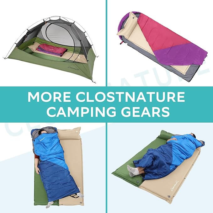 Clostnature Self Inflating Sleeping Pad - 1.5/2/3 inch, Lightweight Inflatable Camping Mattress Pad, Insulated Foam Sleeping Mat for Backpacking, Tent, Hammock
