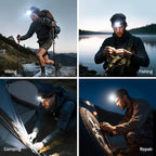 F8 Headlamp Rechargeable, 800 Lumen Super Bright LED Head Lamp, IP67 Waterproof with Motion Sensor and Red Light, AAA Battery Compatible for Work, Camping, Hiking, Running