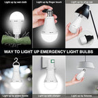 10 Pack Rechargeable Emergency Light Bulbs,Battery Operated Backup Light Bulb for Power Outage Camping Outdoor Hurricane 9W E27 8500K 1200mAh White Self-Charging LED Light Bulbs