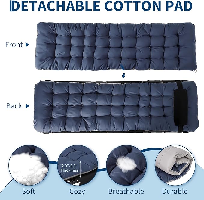 PeakPursuit Portable Camping Cot, Sleeping Cot for Adult, Heavy Duty Folding Cot Max Load 400LBS with Thick Mattress, Camping Bed for Travel Tent Day Bed Outdoor Home Guest Office Nap