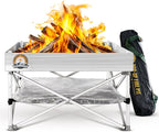 Fireside Outdoor Portable Fire Pit for Camping, Portable Fire Pit Grill for Backyard, Outdoor Firepit with Heat Protect, Camping Firepits, Standing Bonfire Outside for Backyard, 8 lb Weights - 24 inch